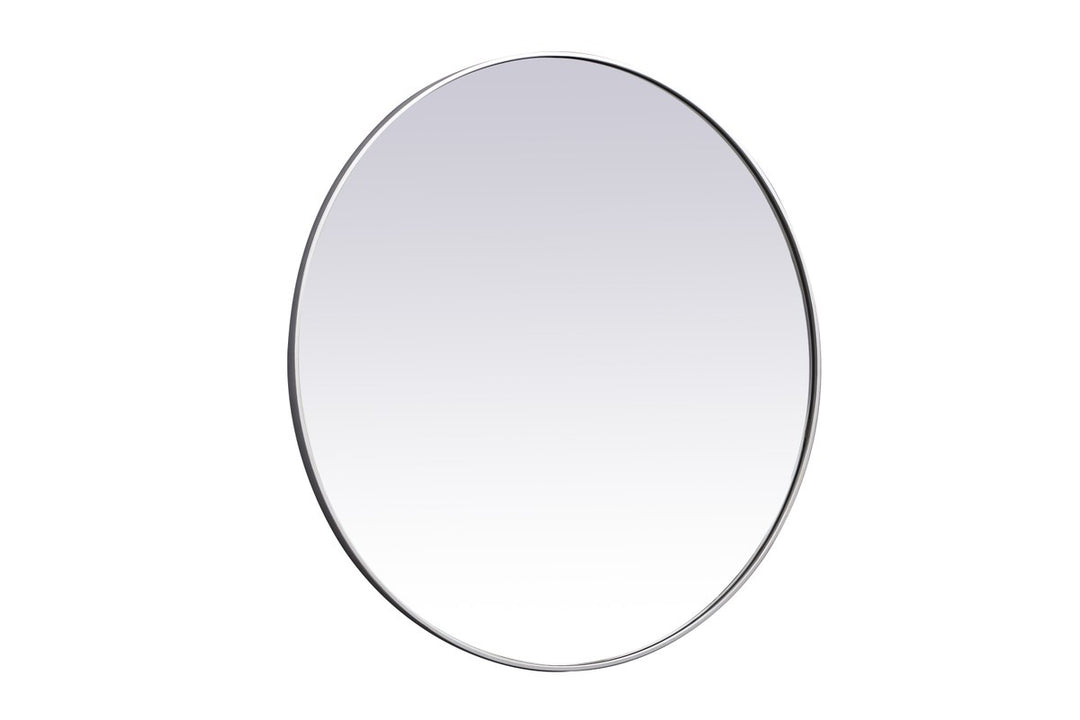 Metal Frame Round Mirror 45 Inch In Silver