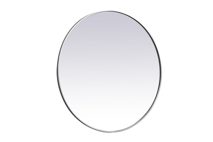 Metal Frame Round Mirror 45 Inch In Silver