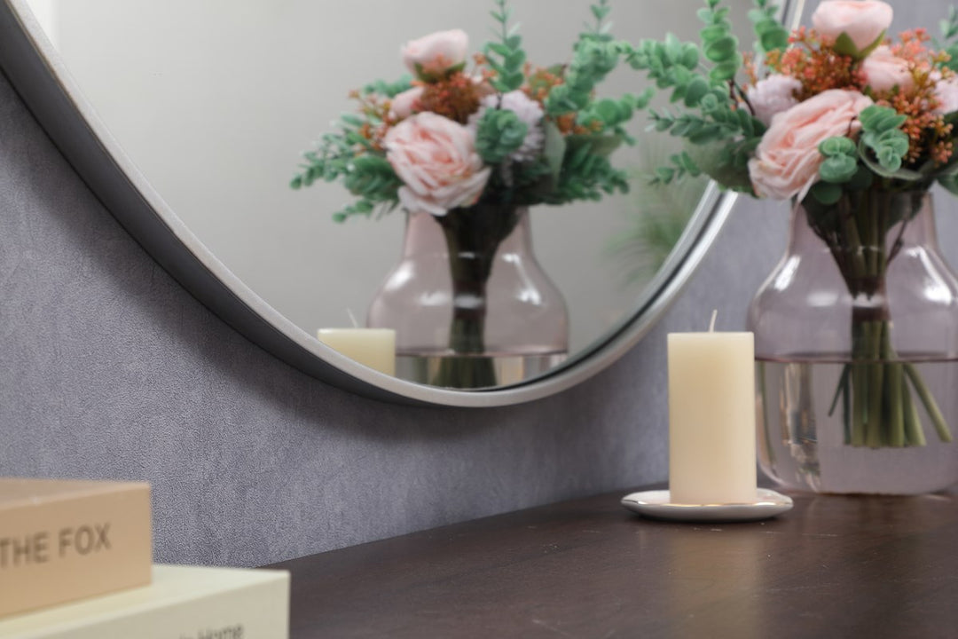 Metal Frame Round Mirror 45 Inch In Silver