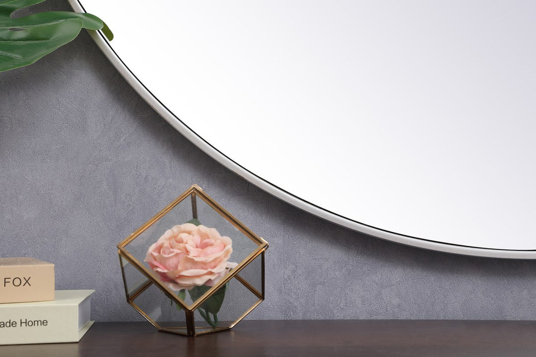 Metal Frame Round Mirror 45 Inch In Silver