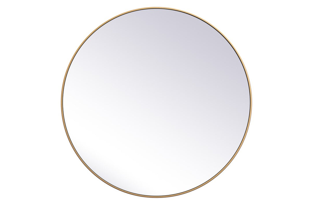Metal Frame Round Mirror 45 Inch In Brass by Elegant Decor