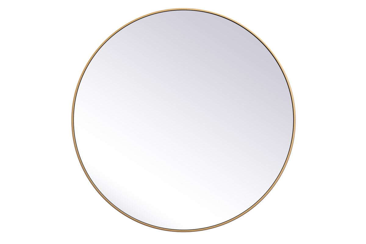 Metal Frame Round Mirror 45 Inch In Brass by Elegant Decor