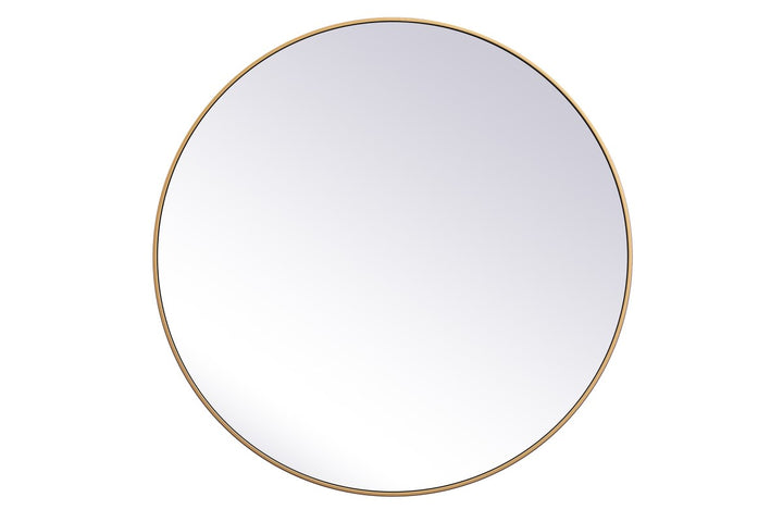 Metal Frame Round Mirror 45 Inch In Brass by Elegant Decor