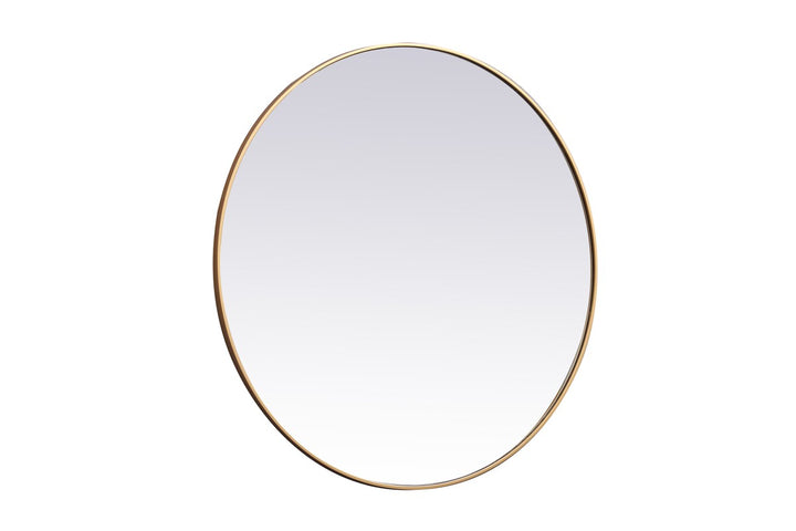 Metal Frame Round Mirror 45 Inch In Brass