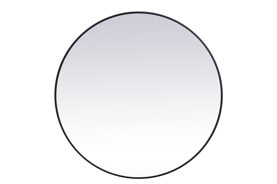 Metal Frame Round Mirror 45 Inch In Black by Elegant Decor