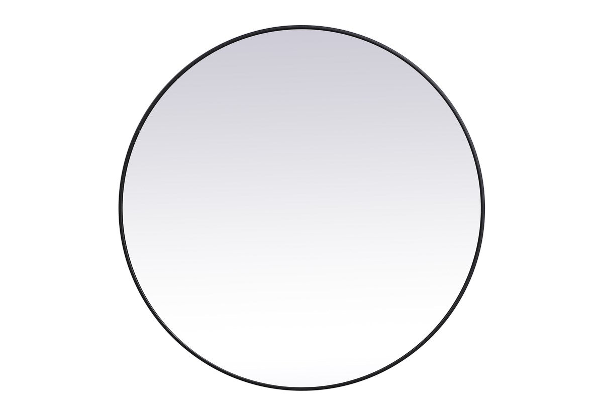 Metal Frame Round Mirror 45 Inch In Black by Elegant Decor
