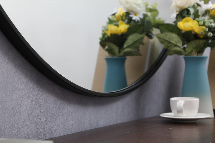 Metal Frame Round Mirror 45 Inch In Black