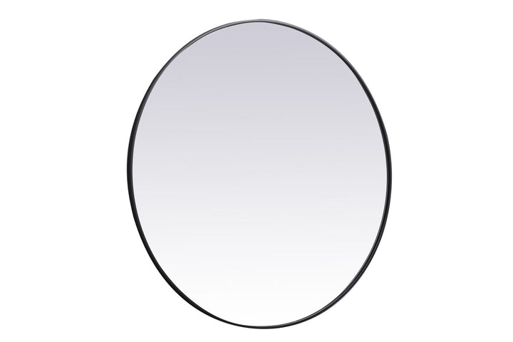 Metal Frame Round Mirror 45 Inch In Black