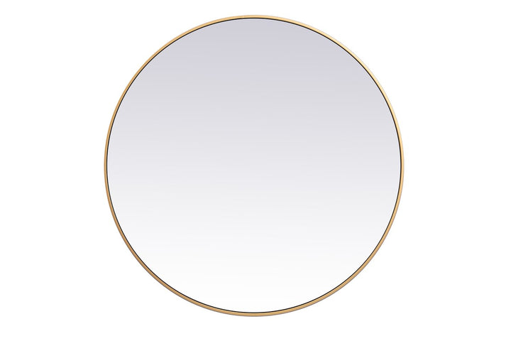Metal Frame Round Mirror 39 Inch In Brass by Elegant Decor