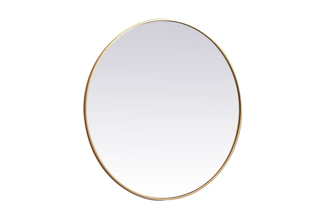 Metal Frame Round Mirror 39 Inch In Brass