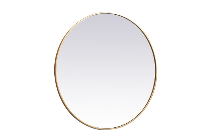 Metal Frame Round Mirror 39 Inch In Brass