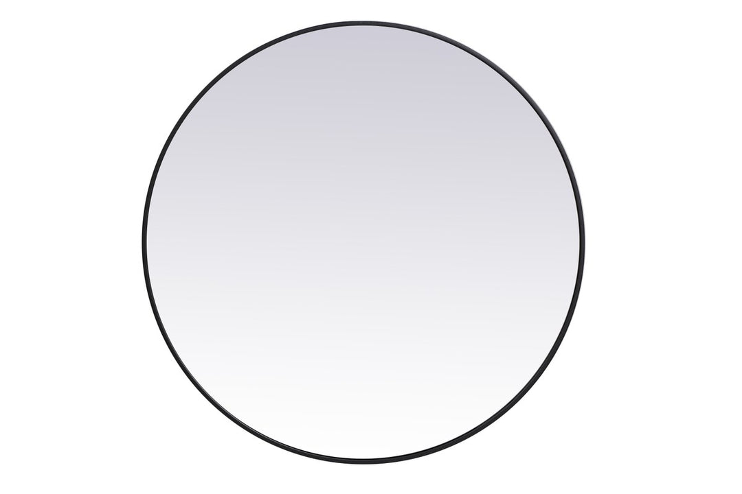 Metal Frame Round Mirror 39 Inch In Black by Elegant Decor