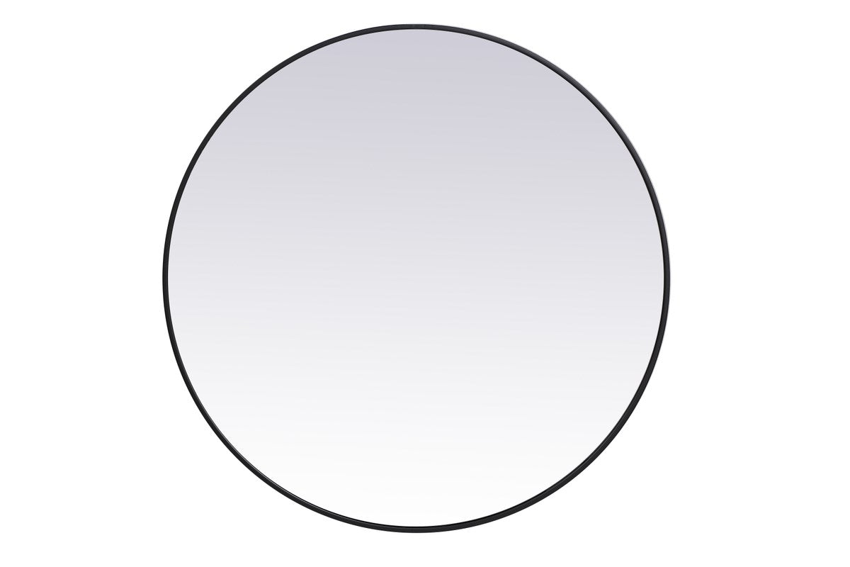 Metal Frame Round Mirror 39 Inch In Black by Elegant Decor