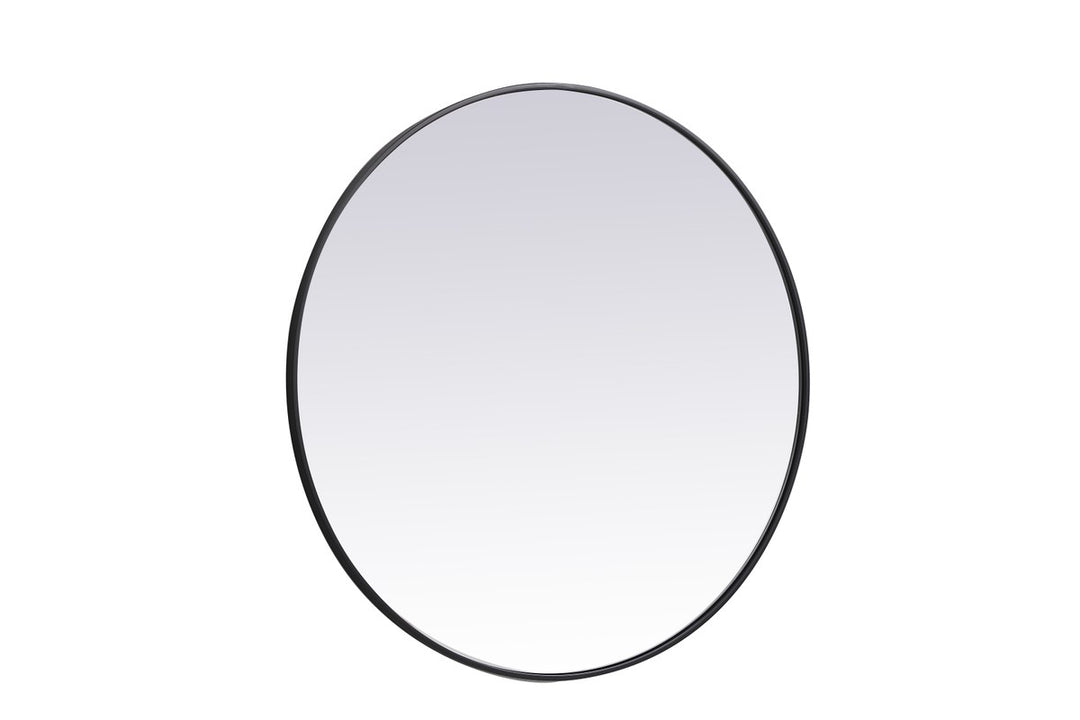 Metal Frame Round Mirror 39 Inch In Black