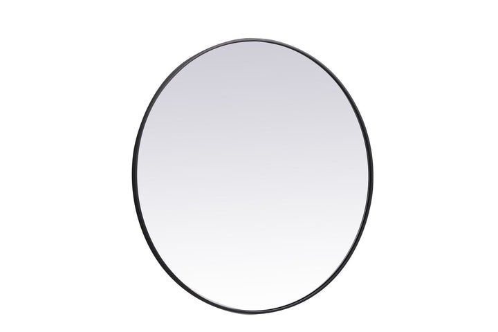 Metal Frame Round Mirror 39 Inch In Black