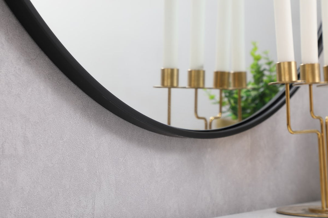 Metal Frame Round Mirror 39 Inch In Black