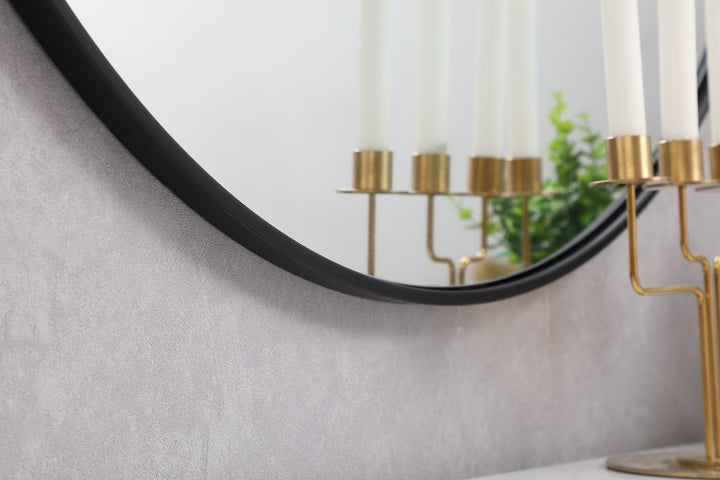 Metal Frame Round Mirror 39 Inch In Black