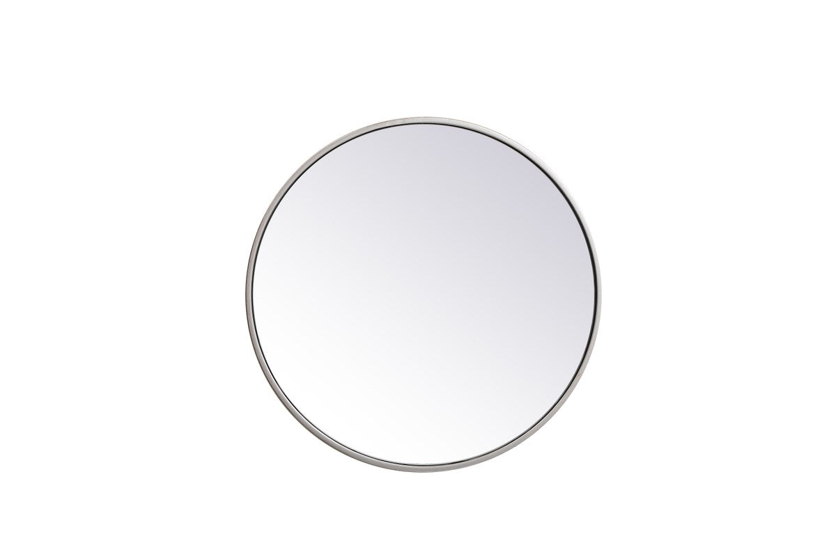 Metal Frame Round Mirror 21 Inch In Silver by Elegant Decor