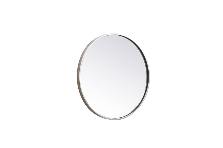 Metal Frame Round Mirror 21 Inch In Silver