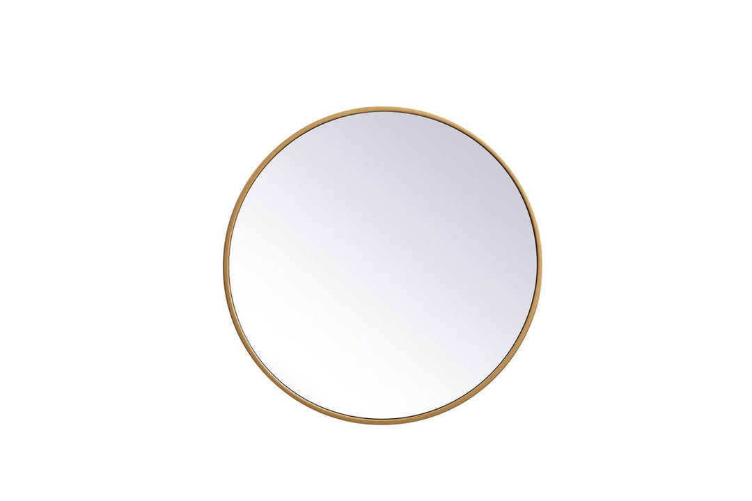 Metal Frame Round Mirror 21 Inch In Brass by Elegant Decor