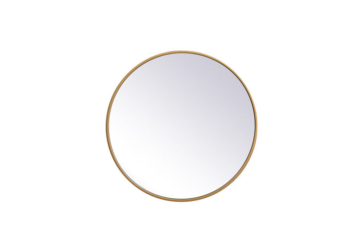Metal Frame Round Mirror 21 Inch In Brass by Elegant Decor