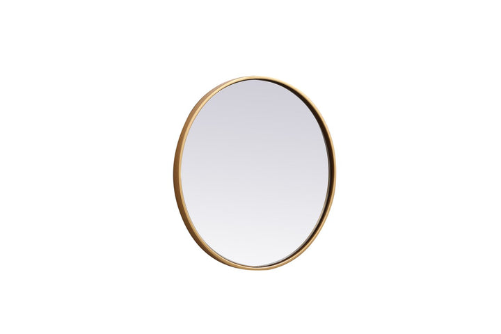 Metal Frame Round Mirror 21 Inch In Brass