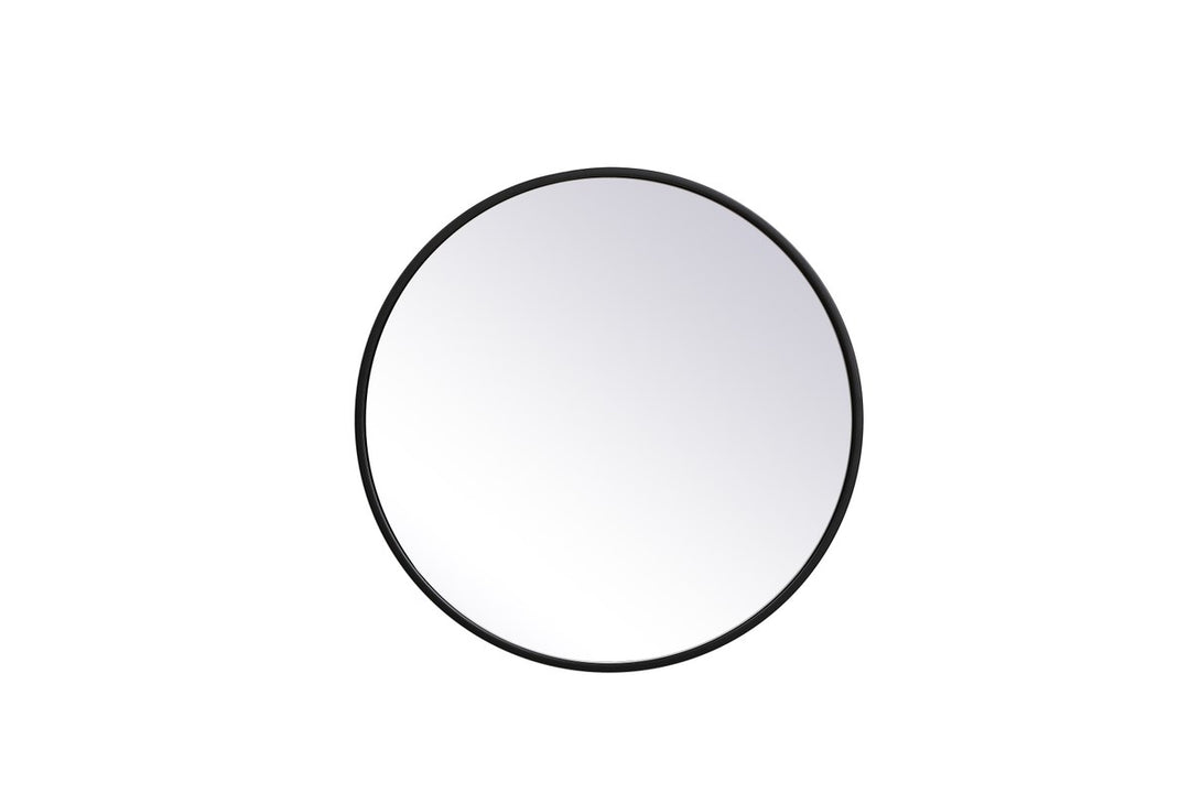 Metal Frame Round Mirror 21 Inch In Black by Elegant Decor