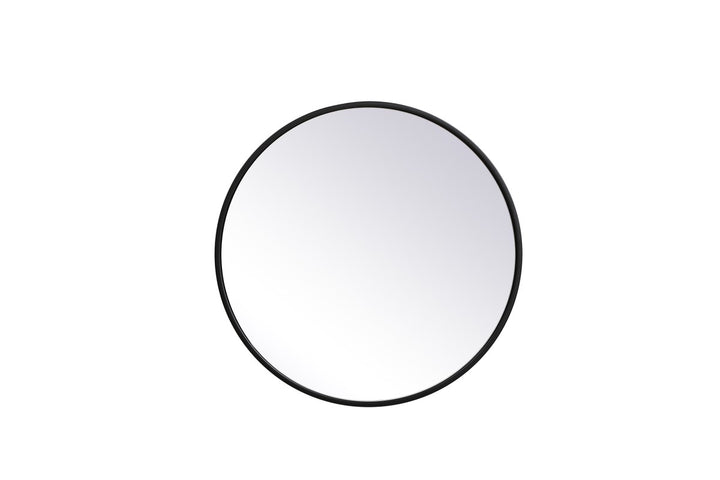 Metal Frame Round Mirror 21 Inch In Black by Elegant Decor