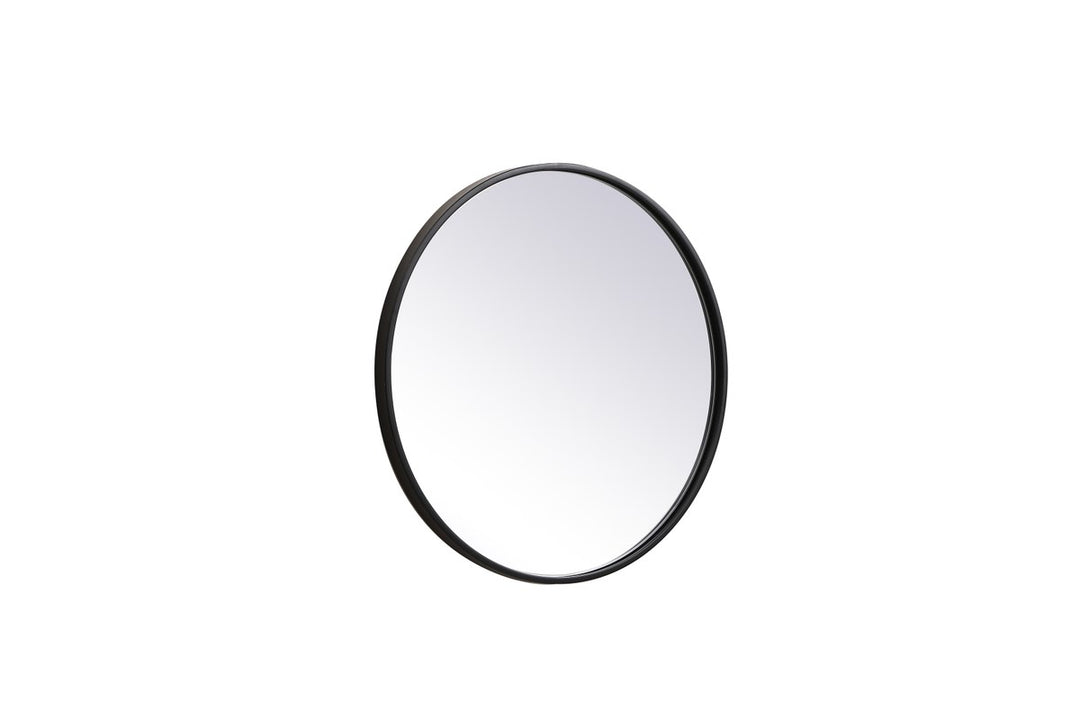 Metal Frame Round Mirror 21 Inch In Black