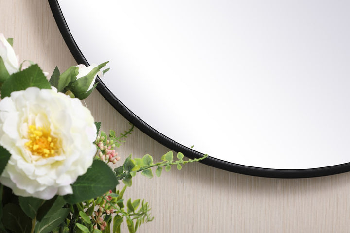 Metal Frame Round Mirror 21 Inch In Black
