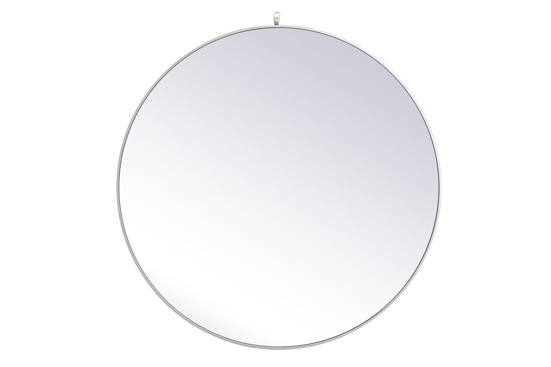 Metal Frame Round Mirror With Decorative Hook 45 Inch In Silver by Elegant Decor