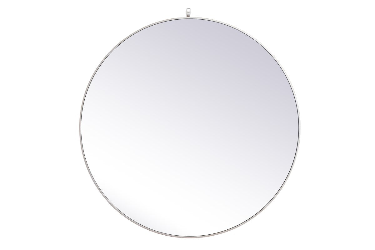 Metal Frame Round Mirror With Decorative Hook 45 Inch In Silver by Elegant Decor