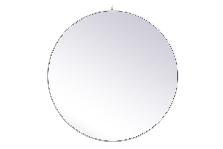 Metal Frame Round Mirror With Decorative Hook 45 Inch In Silver by Elegant Decor