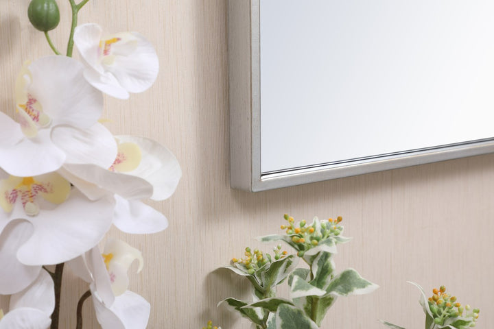 Metal Frame Rectangle Mirror 18X28 Inch In Silver