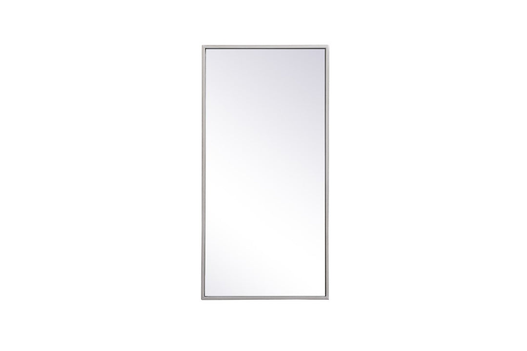 Metal Frame Rectangle Mirror 14X28 Inch In Silver by Elegant Decor