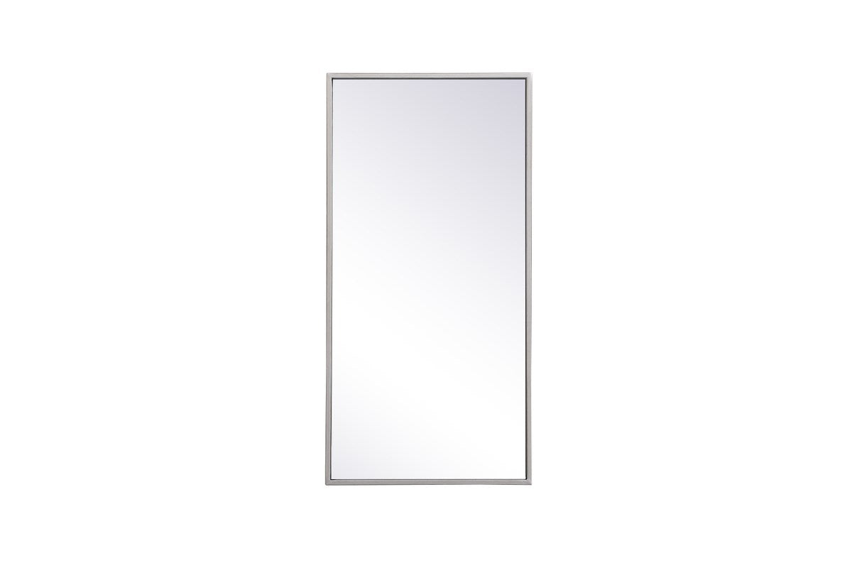 Metal Frame Rectangle Mirror 14X28 Inch In Silver by Elegant Decor