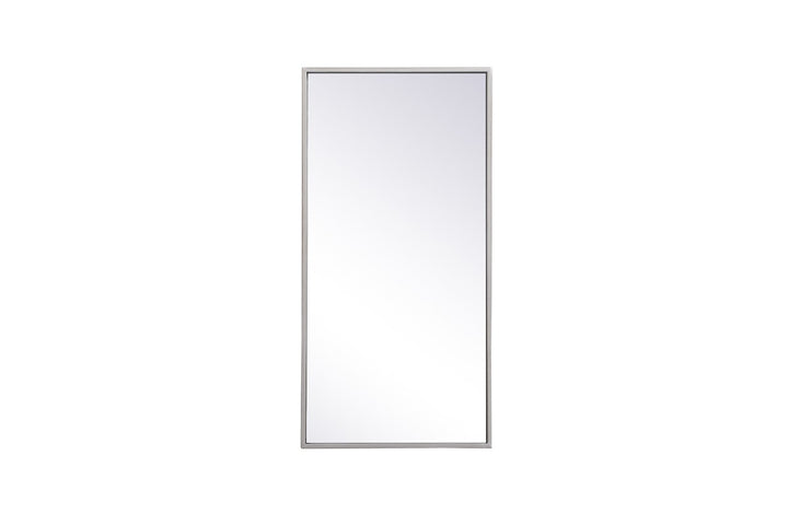 Metal Frame Rectangle Mirror 14X28 Inch In Silver by Elegant Decor