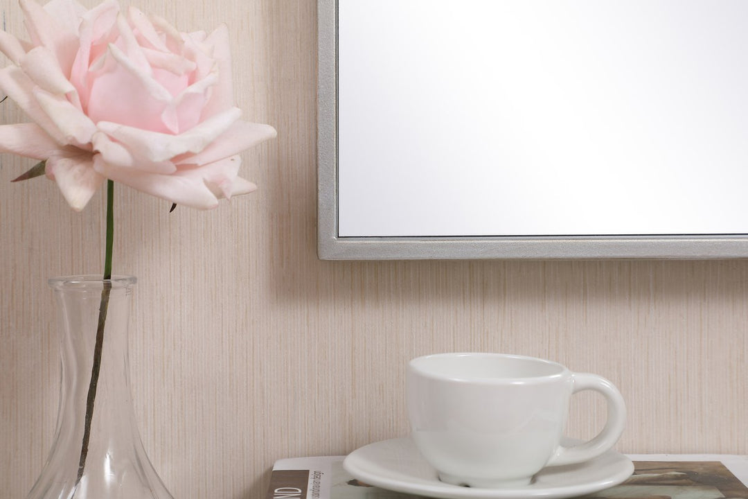 Metal Frame Rectangle Mirror 14X28 Inch In Silver