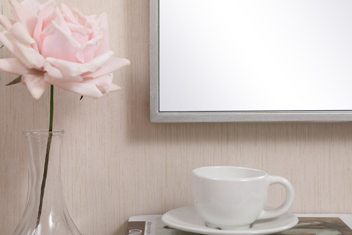 Metal Frame Rectangle Mirror 14X28 Inch In Silver