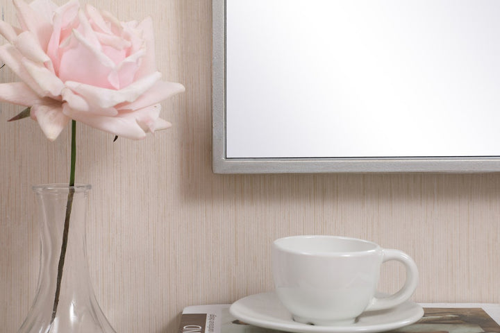 Metal Frame Rectangle Mirror 14X28 Inch In Silver