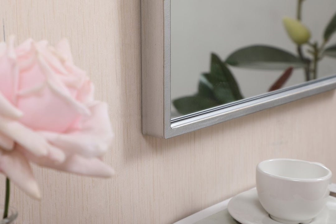 Metal Frame Rectangle Mirror 14X28 Inch In Silver
