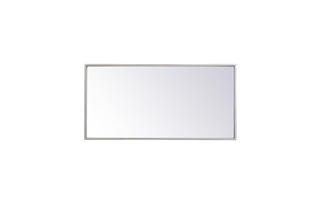 Metal Frame Rectangle Mirror 14X28 Inch In Silver