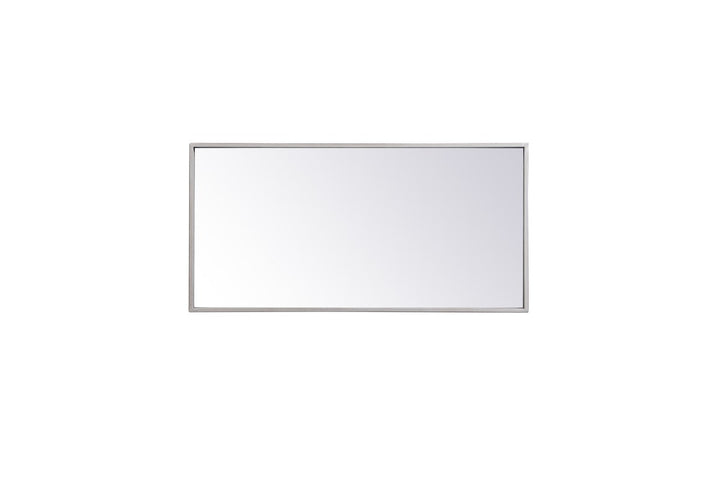 Metal Frame Rectangle Mirror 14X28 Inch In Silver