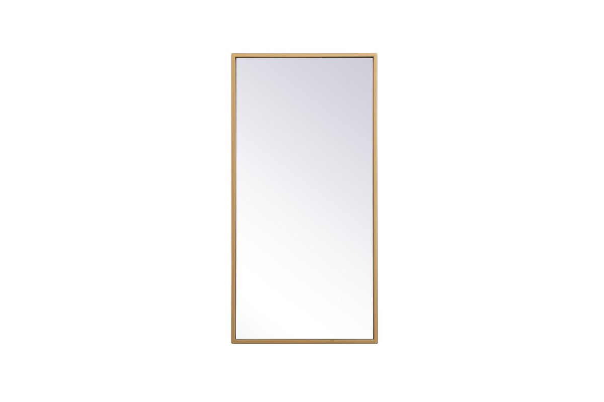 Metal Frame Rectangle Mirror 14X28 Inch In Brass by Elegant Decor