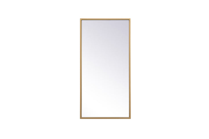 Metal Frame Rectangle Mirror 14X28 Inch In Brass by Elegant Decor