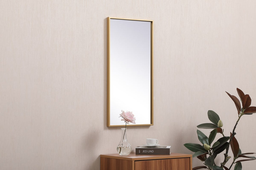 Metal Frame Rectangle Mirror 14X28 Inch In Brass