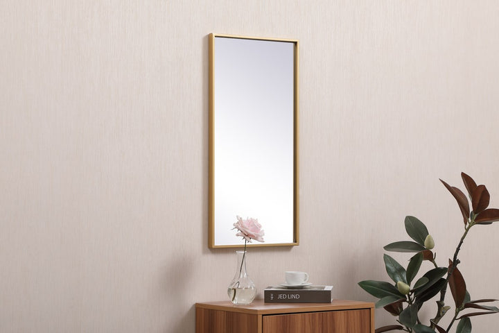 Metal Frame Rectangle Mirror 14X28 Inch In Brass