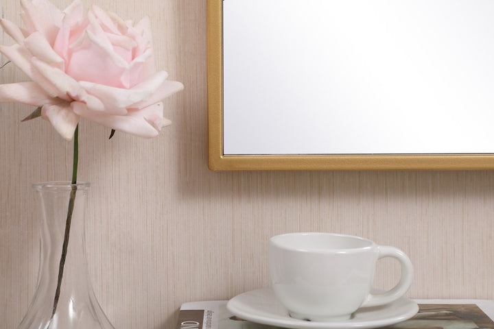 Metal Frame Rectangle Mirror 14X28 Inch In Brass