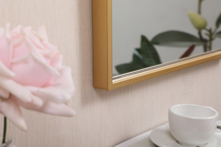 Metal Frame Rectangle Mirror 14X28 Inch In Brass