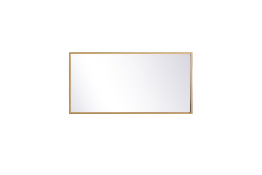 Metal Frame Rectangle Mirror 14X28 Inch In Brass